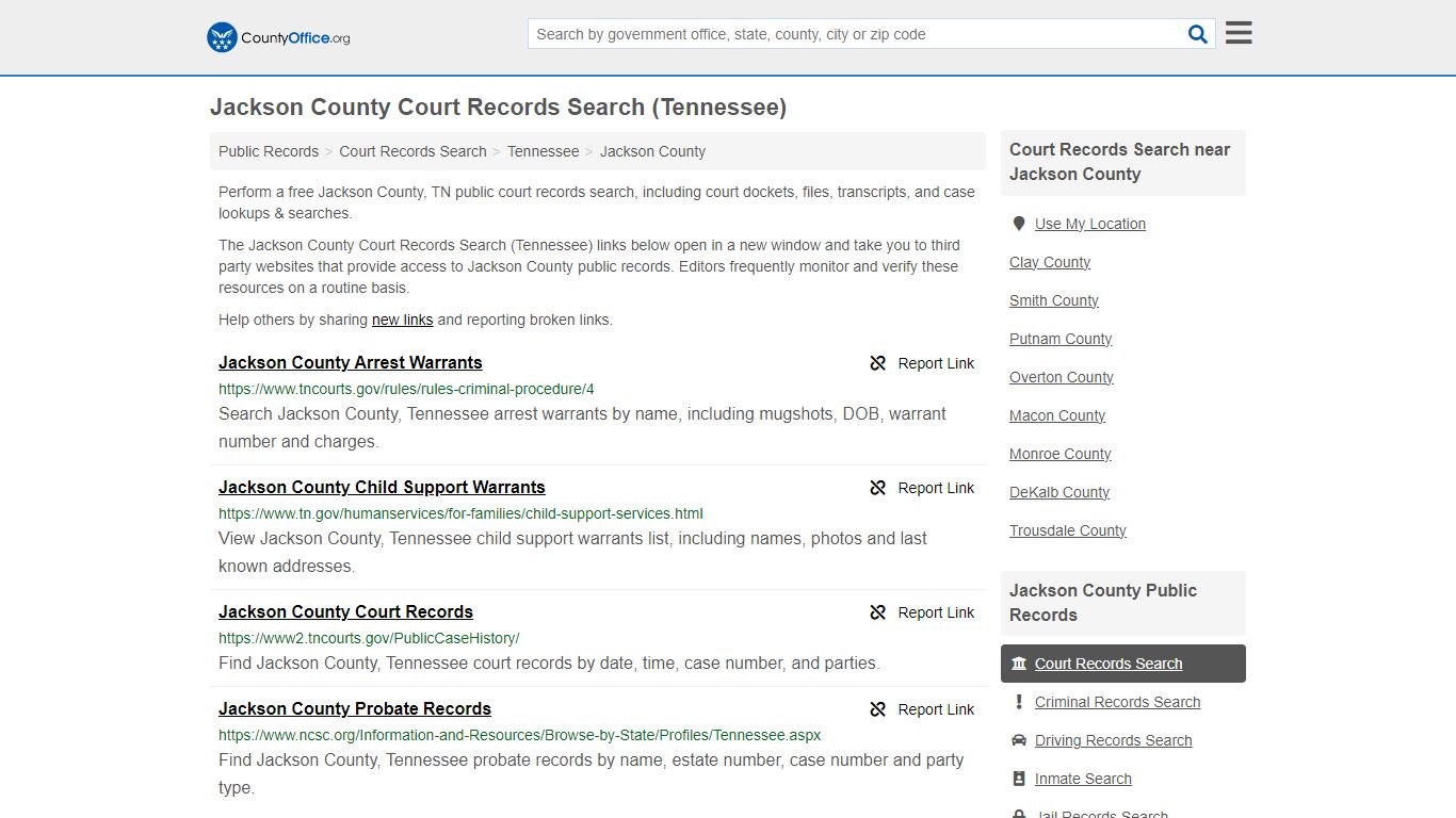 Jackson County Court Records Search (Tennessee) - County Office